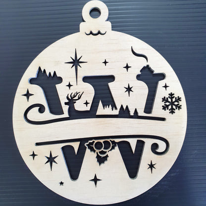 Timber Christmas Bauble Ornament