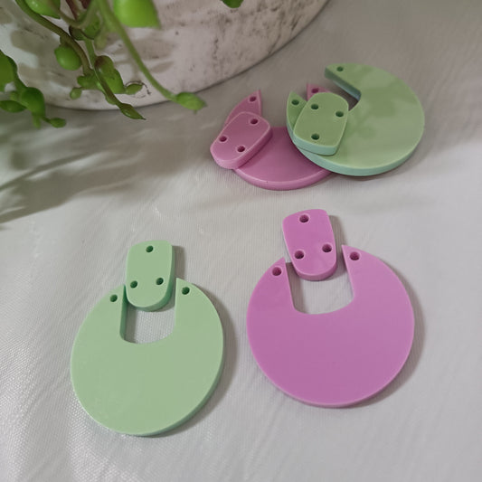 ED017 2pc 39mm Dangle Blank with 21mm Topper Blank - sold as pairs - cut to order