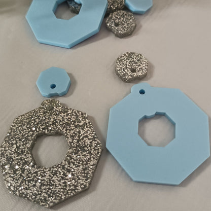 ED015 2pc 39mm Dangle Blank with 21mm Topper Blank - sold as pairs - cut to order