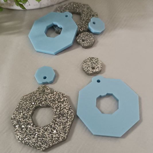 ED015 2pc 39mm Dangle Blank with 21mm Topper Blank - sold as pairs - cut to order