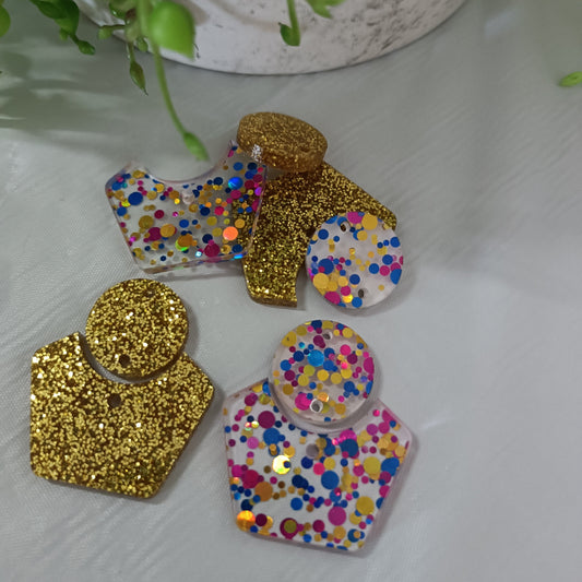 ED011 2pc 32mm Dangle Earring Blank with 18mm Topper Blank - sold as pairs - cut to order