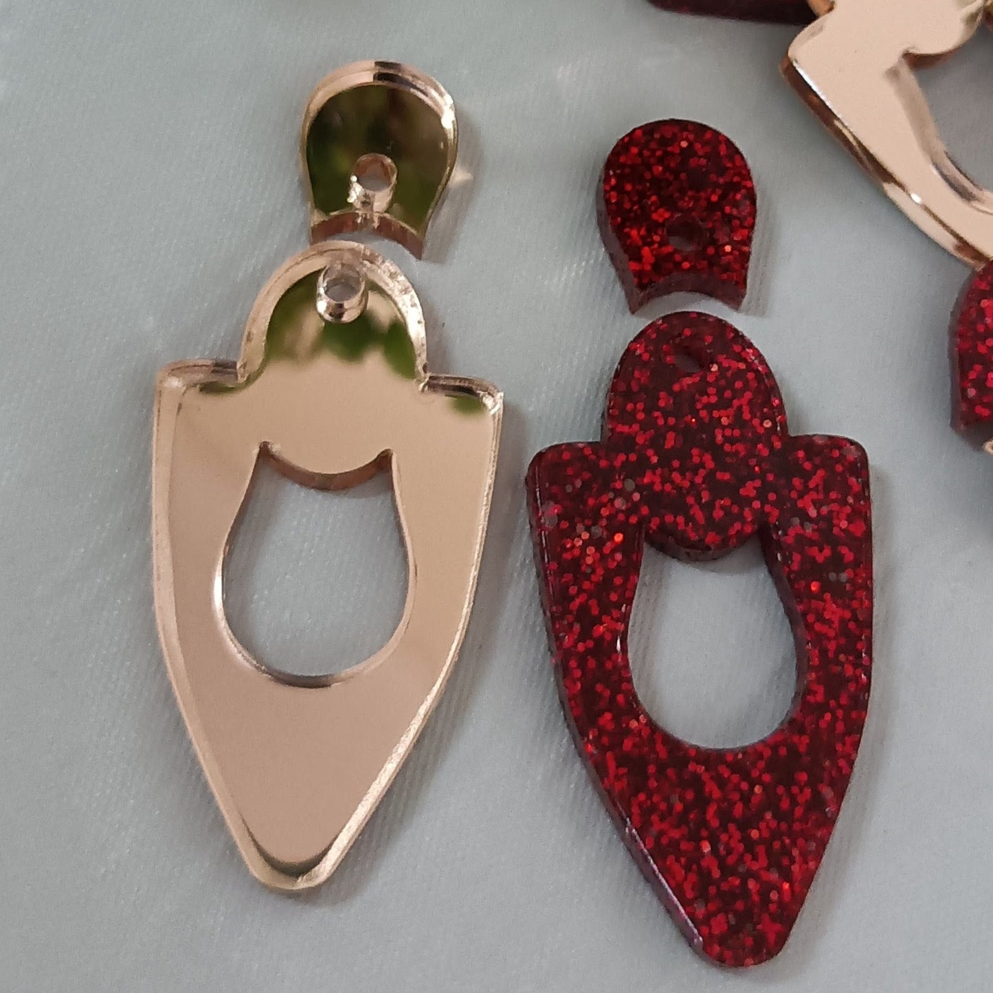 ED008 2pc 38mm Dangle Earring Blank with 12mm Topper Blank - sold as pairs