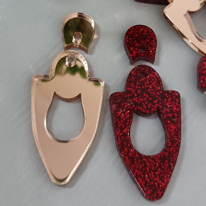 ED008 2pc 38mm Dangle Earring Blank with 12mm Topper Blank - sold as pairs