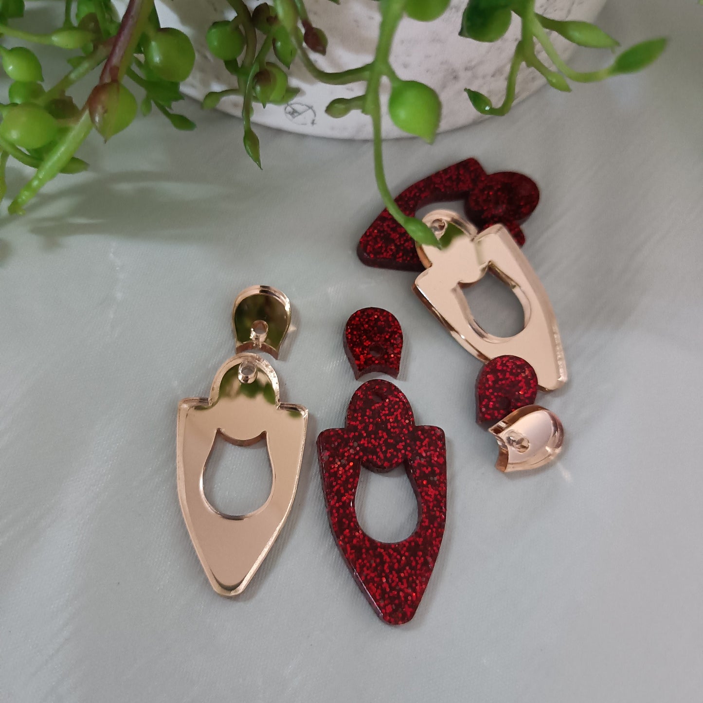 ED008 2pc 38mm Dangle Earring Blank with 12mm Topper Blank - sold as pairs