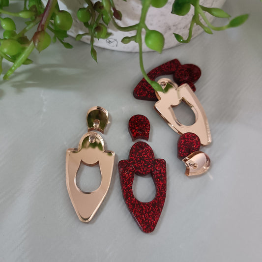 ED008 2pc 38mm Dangle Earring Blank with 12mm Topper Blank - sold as pairs